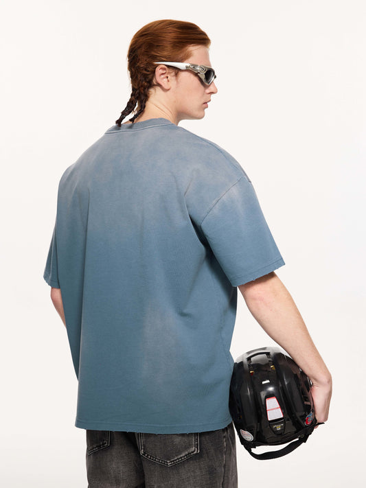 Vintage Distressed Slub Cotton Washed T-shirt