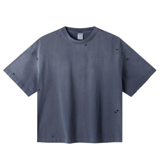 Vintage Distressed Slub Cotton Washed T-shirt