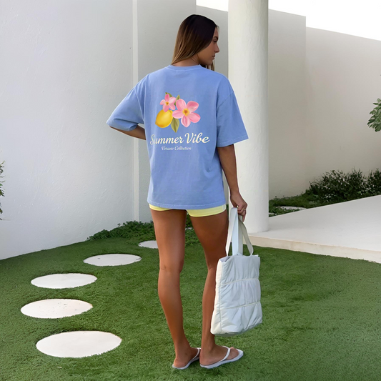 Boldoodle Summer Vibe Lemon Floral Graphic Wash Shirt PT449