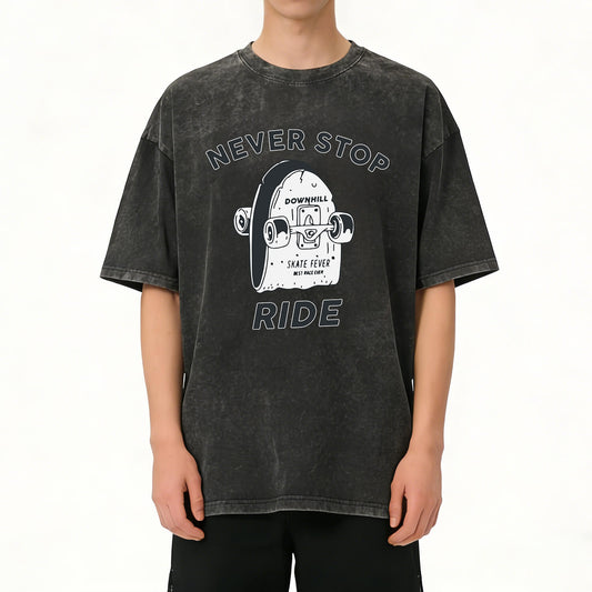 Never Stop Ride Washed T-Shirt PT099