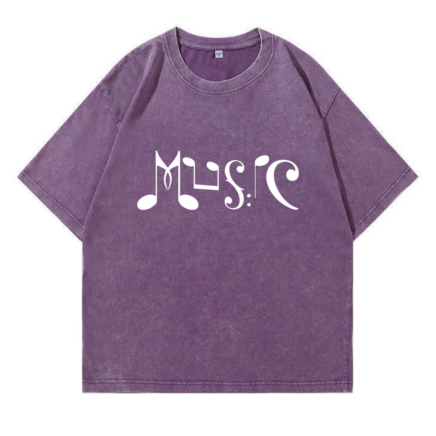 Musical Note Art “MUSIC” Washed T-Shirt PT169