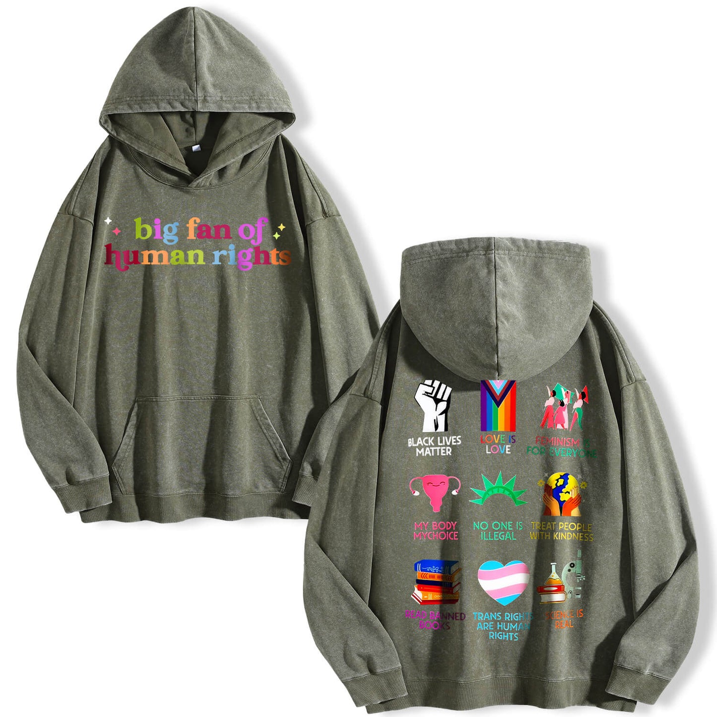 Big Fan of Human Rights Washed Hoodie PT396