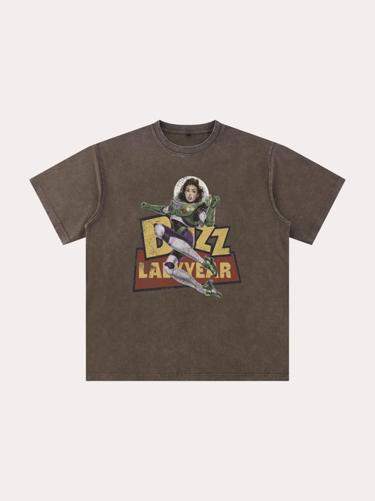 Vintage Distressed Buzz Lady Year Washed T-shirt