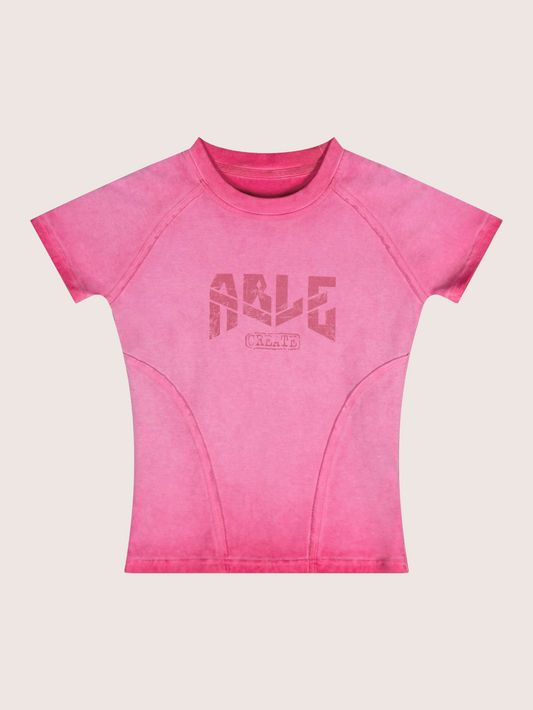 Able Print Minimalist Washed Raglan Pink Baby Tee