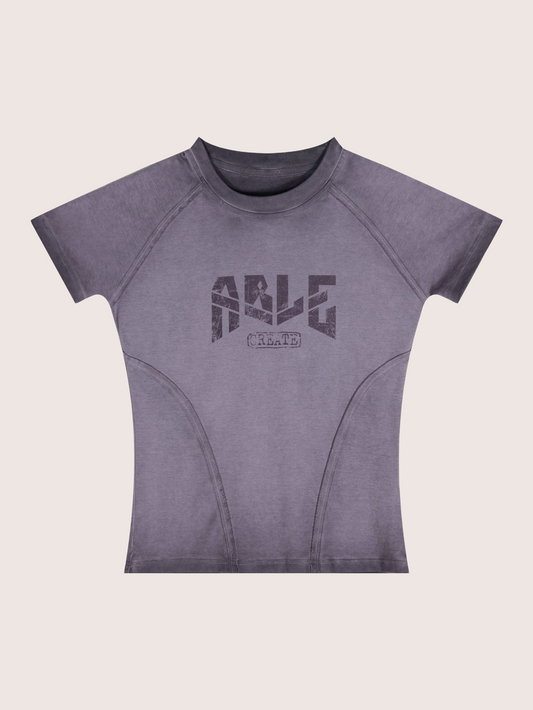 Able Print Minimalist Washed Purple Baby Tee