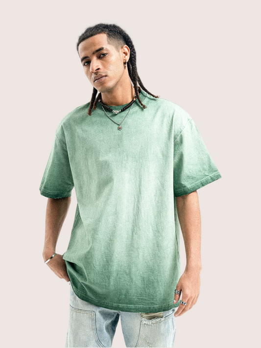 Faded Sage Stone Green Distressed Washed T-shirt Street Wear