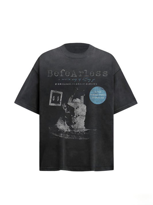 Vintage Black Grunge Graphic Washed T-Shirt