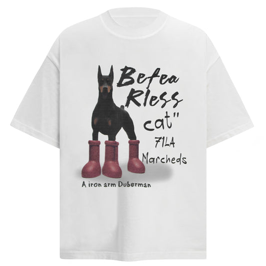 Doberman Wear Red Boots Graphic Washed T-Shirt