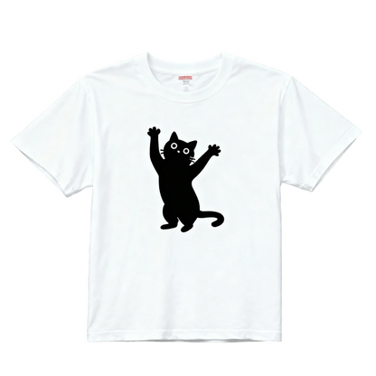 【黒猫イラスト】4つのポーズで癒す 綿100% Tシャツ メンズ レディース デイリー ゆったり 通気性良好