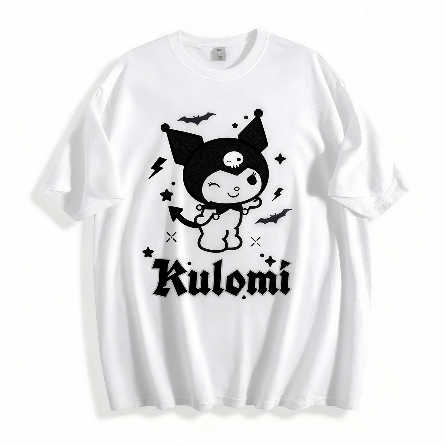 【クロミ モノクロイラスト】 ゴシックでクールな 綿100% Tシャツ メンズ レディース デイリー ゆったり 通気性良好