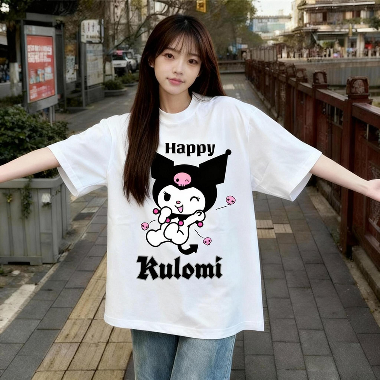 【クロミ ポップイラスト】 カラフルで軽やかな 綿100% Tシャツ メンズ レディース デイリー ゆったり 通気性良好