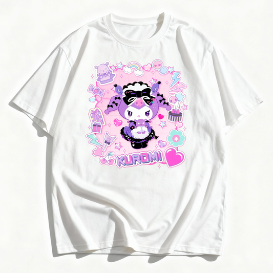 【クロミ フォトフレームイラスト】 パステルで夢のような 綿100% Tシャツ メンズ レディース デイリー ゆったり 通気性良好