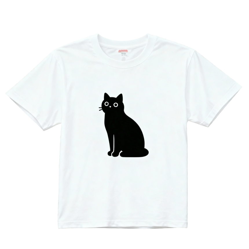 【黒猫イラスト】4つのポーズで癒す 綿100% Tシャツ メンズ レディース デイリー ゆったり 通気性良好