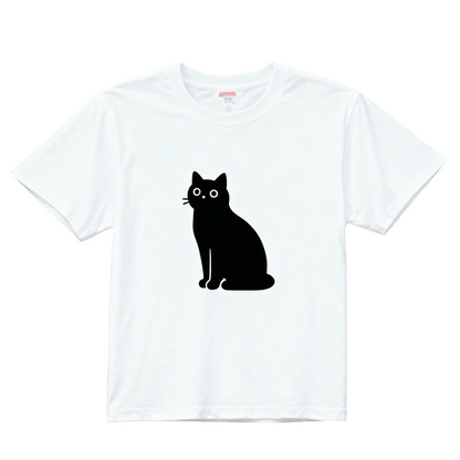【黒猫イラスト】4つのポーズで癒す 綿100% Tシャツ メンズ レディース デイリー ゆったり 通気性良好