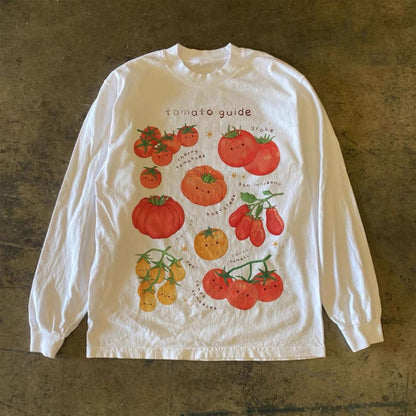トマトガイド カートゥーンプリント 長袖Tシャツ PT434