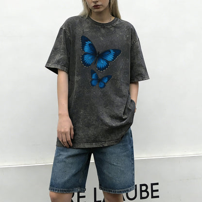 Blue Butterfly Washed T-Shirt PT021