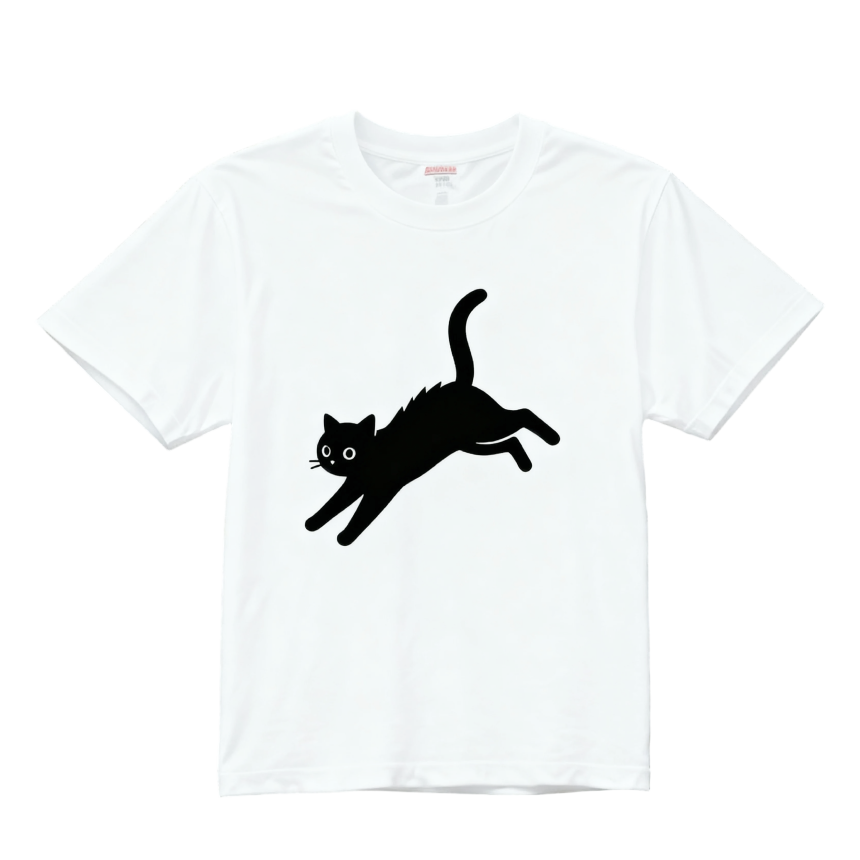 【黒猫イラスト】4つのポーズで癒す 綿100% Tシャツ メンズ レディース デイリー ゆったり 通気性良好