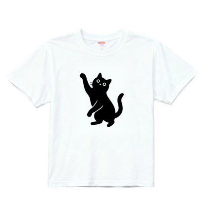 【黒猫イラスト】4つのポーズで癒す 綿100% Tシャツ メンズ レディース デイリー ゆったり 通気性良好