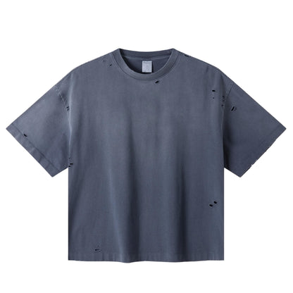 Vintage Distressed Slub Cotton Washed T-shirt