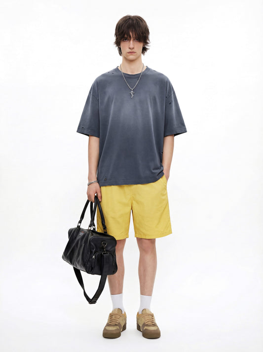 Vintage Distressed Slub Cotton Washed T-shirt