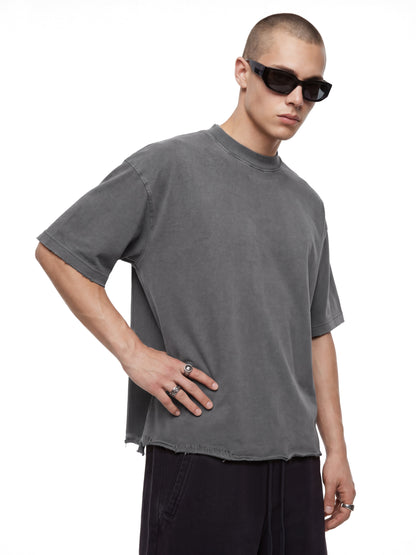 Vintage Dark Gray Essentials Washed T-shirt Distr002