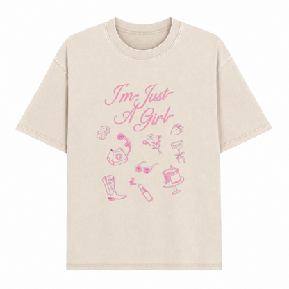 Boldoodle I'm Just A Girl Graphic Washed T-Shirt PT447