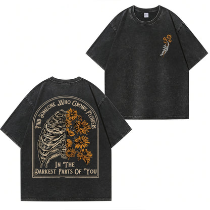 Boldoodle Find Someone Who Grows Flowers Washed T-Shirt PT472