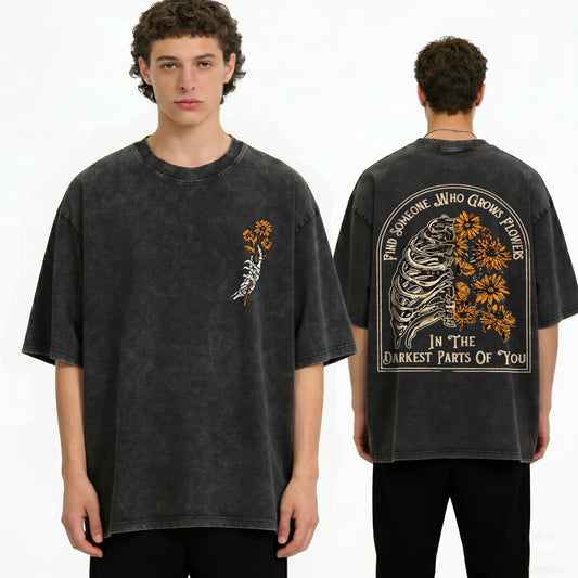 Boldoodle Find Someone Who Grows Flowers Washed T-Shirt PT472