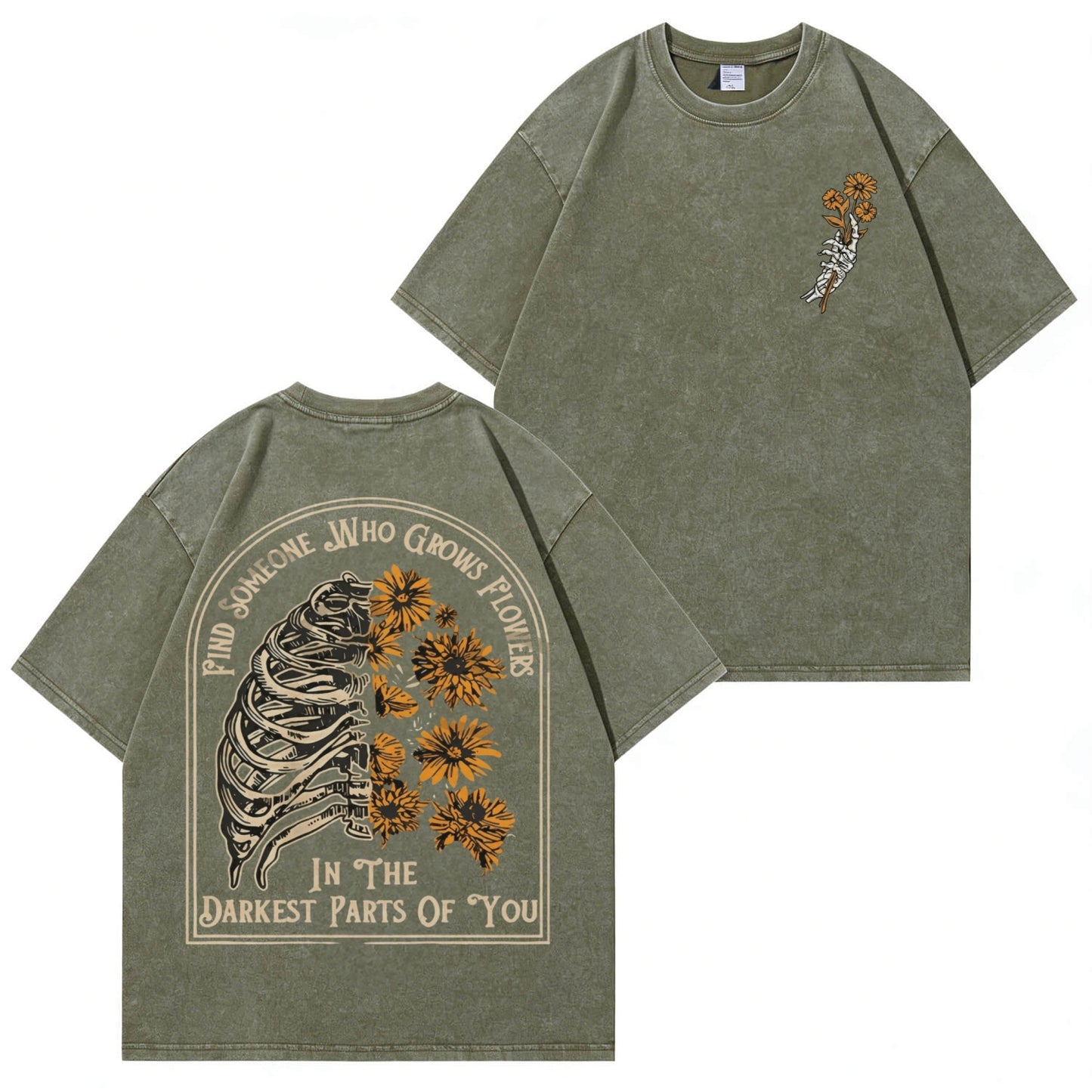 Boldoodle Find Someone Who Grows Flowers Washed T-Shirt PT472