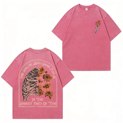 Boldoodle Find Someone Who Grows Flowers Washed T-Shirt PT472