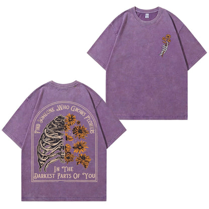 Boldoodle Find Someone Who Grows Flowers Washed T-Shirt PT472