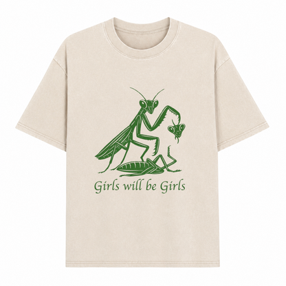 Boldoodle Funny Praying Mantis Feminist Tee Wash Shirt PT469