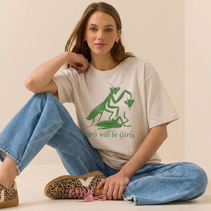 Boldoodle Funny Praying Mantis Feminist Tee Wash Shirt PT469