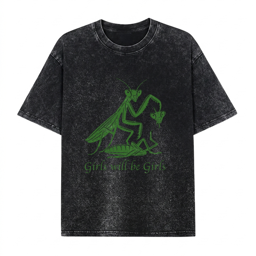 Boldoodle Funny Praying Mantis Feminist Tee Wash Shirt PT469