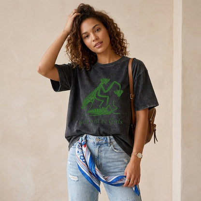 Boldoodle Funny Praying Mantis Feminist Tee Wash Shirt PT469