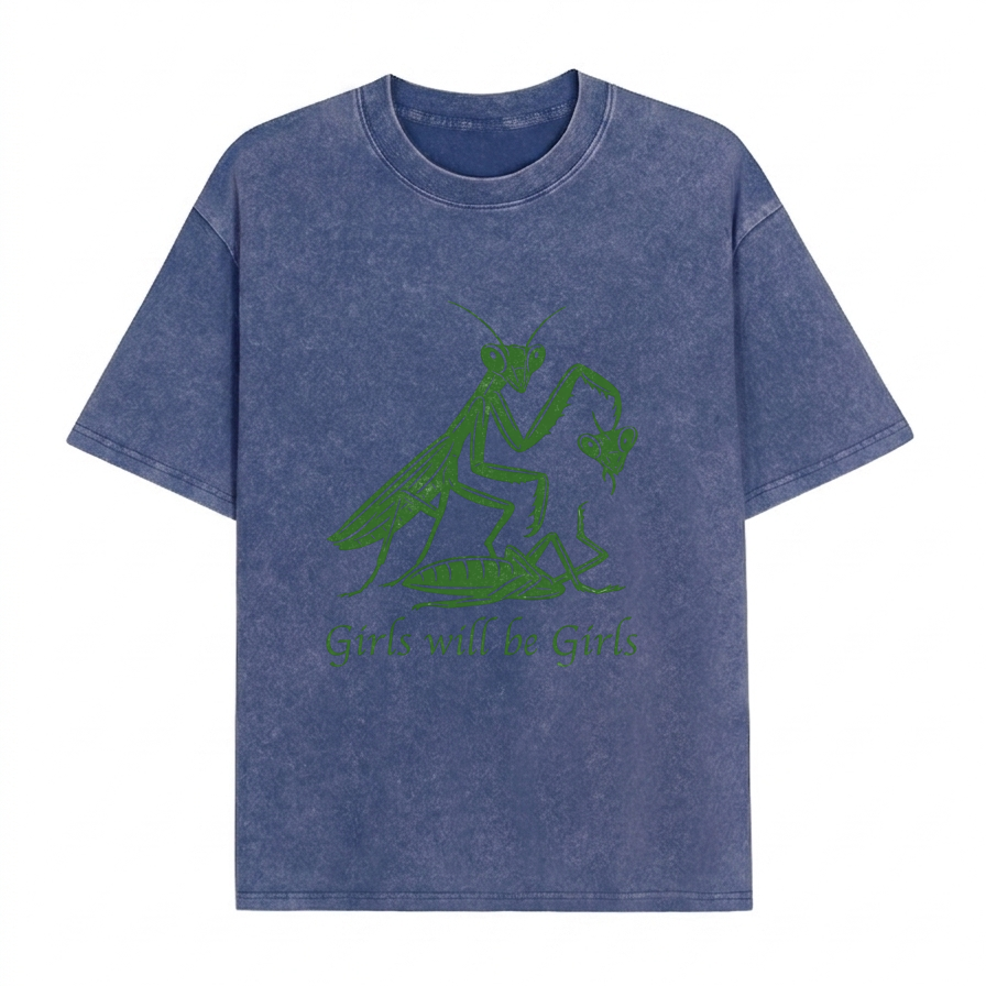 Boldoodle Funny Praying Mantis Feminist Tee Wash Shirt PT469
