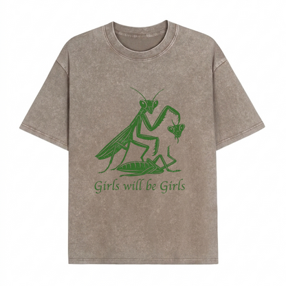 Boldoodle Funny Praying Mantis Feminist Tee Wash Shirt PT469