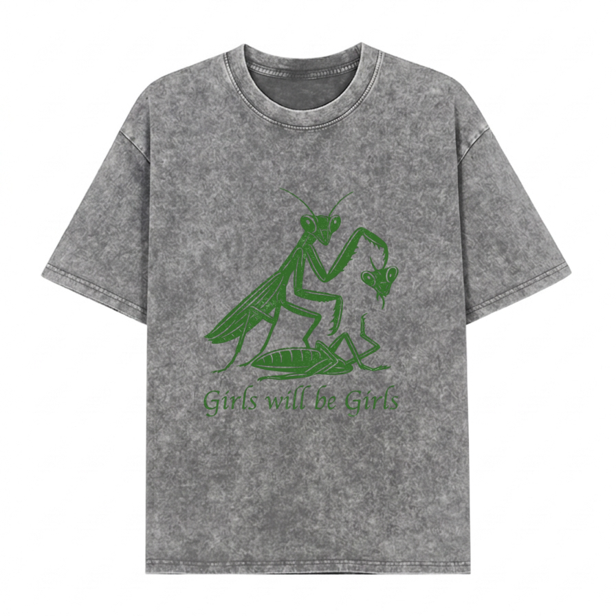 Boldoodle Funny Praying Mantis Feminist Tee Wash Shirt PT469