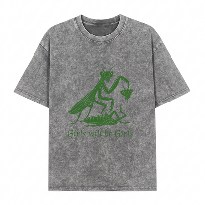 Boldoodle Funny Praying Mantis Feminist Tee Wash Shirt PT469
