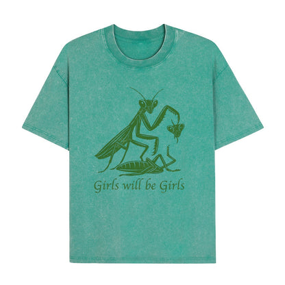 Boldoodle Funny Praying Mantis Feminist Tee Wash Shirt PT469