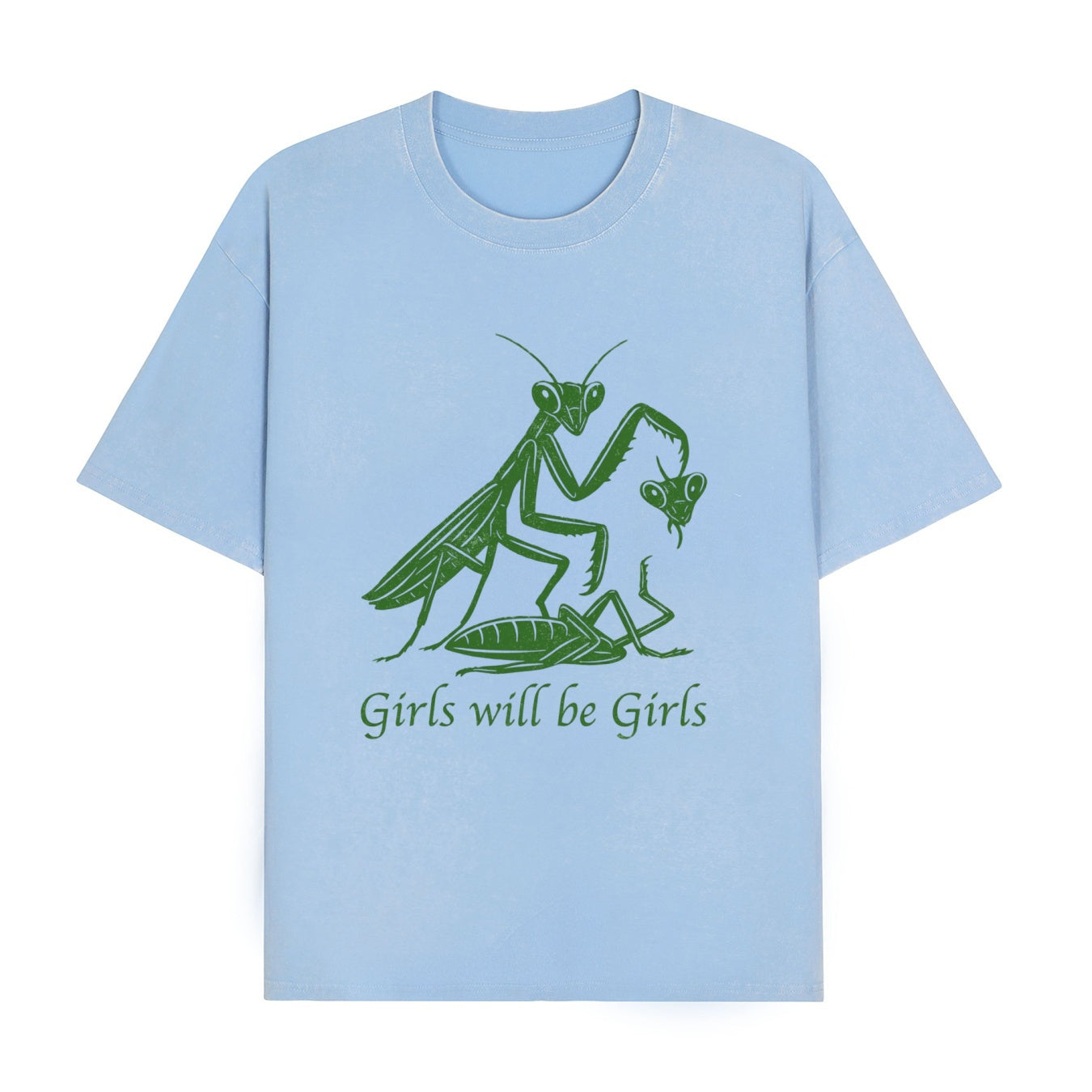 Boldoodle Funny Praying Mantis Feminist Tee Wash Shirt PT469