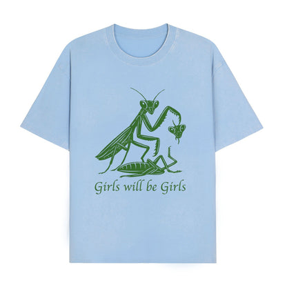 Boldoodle Funny Praying Mantis Feminist Tee Wash Shirt PT469