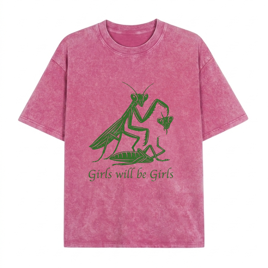 Boldoodle Funny Praying Mantis Feminist Tee Wash Shirt PT469