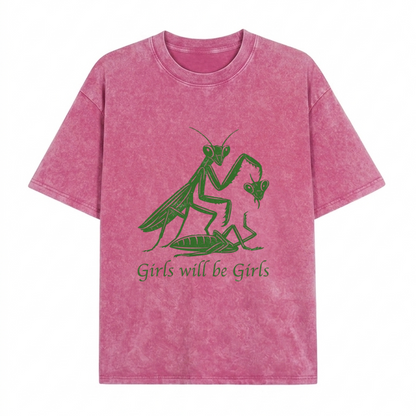 Boldoodle Funny Praying Mantis Feminist Tee Wash Shirt PT469