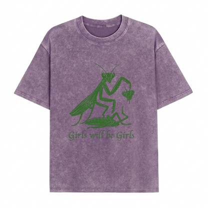 Boldoodle Funny Praying Mantis Feminist Tee Wash Shirt PT469