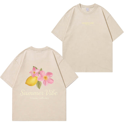 Boldoodle Summer Vibe Lemon Floral Graphic Wash Shirt PT449