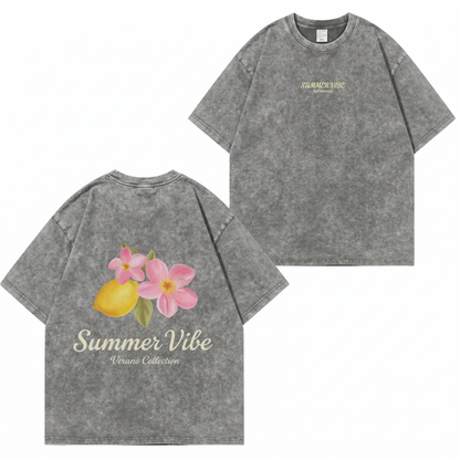 Boldoodle Summer Vibe Lemon Floral Graphic Wash Shirt PT449