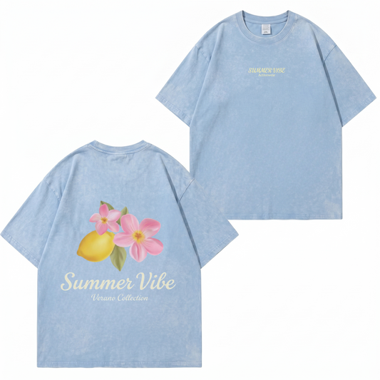 Boldoodle Summer Vibe Lemon Floral Graphic Wash Shirt PT449