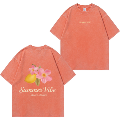 Boldoodle Summer Vibe Lemon Floral Graphic Wash Shirt PT449