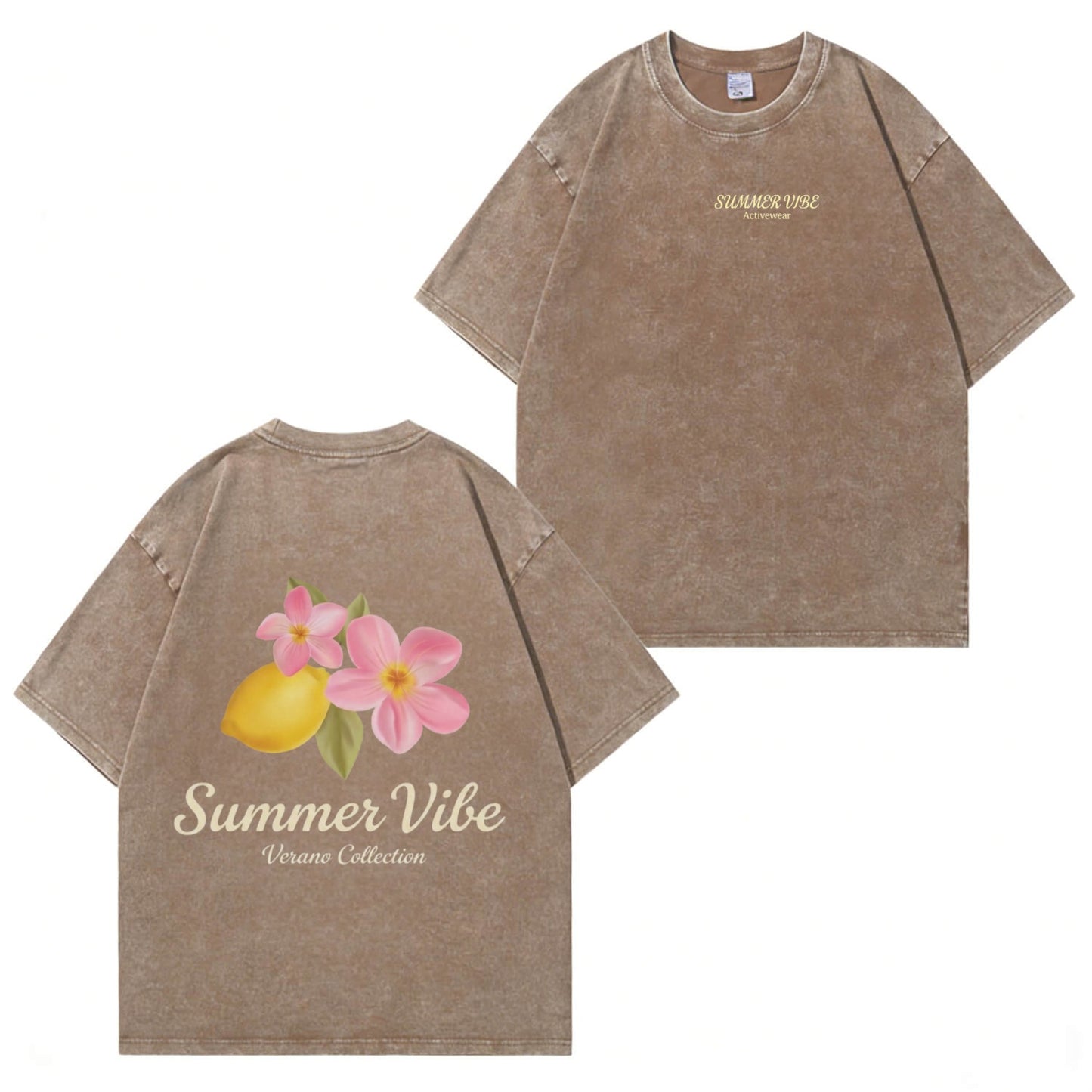 Boldoodle Summer Vibe Lemon Floral Graphic Wash Shirt PT449